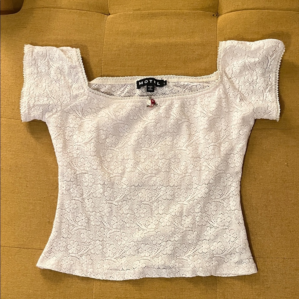 Motel Rocks White Lace Blouse